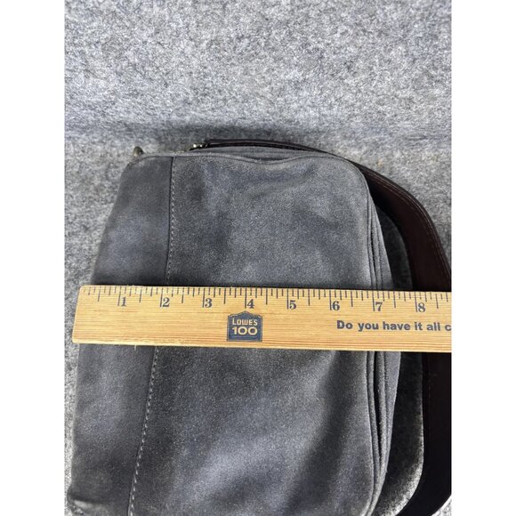 Kate Spade Shoulder Bag Womens Medium Gray Suede Brown Strap Gold Hardware Purse - Picture 5 of 8